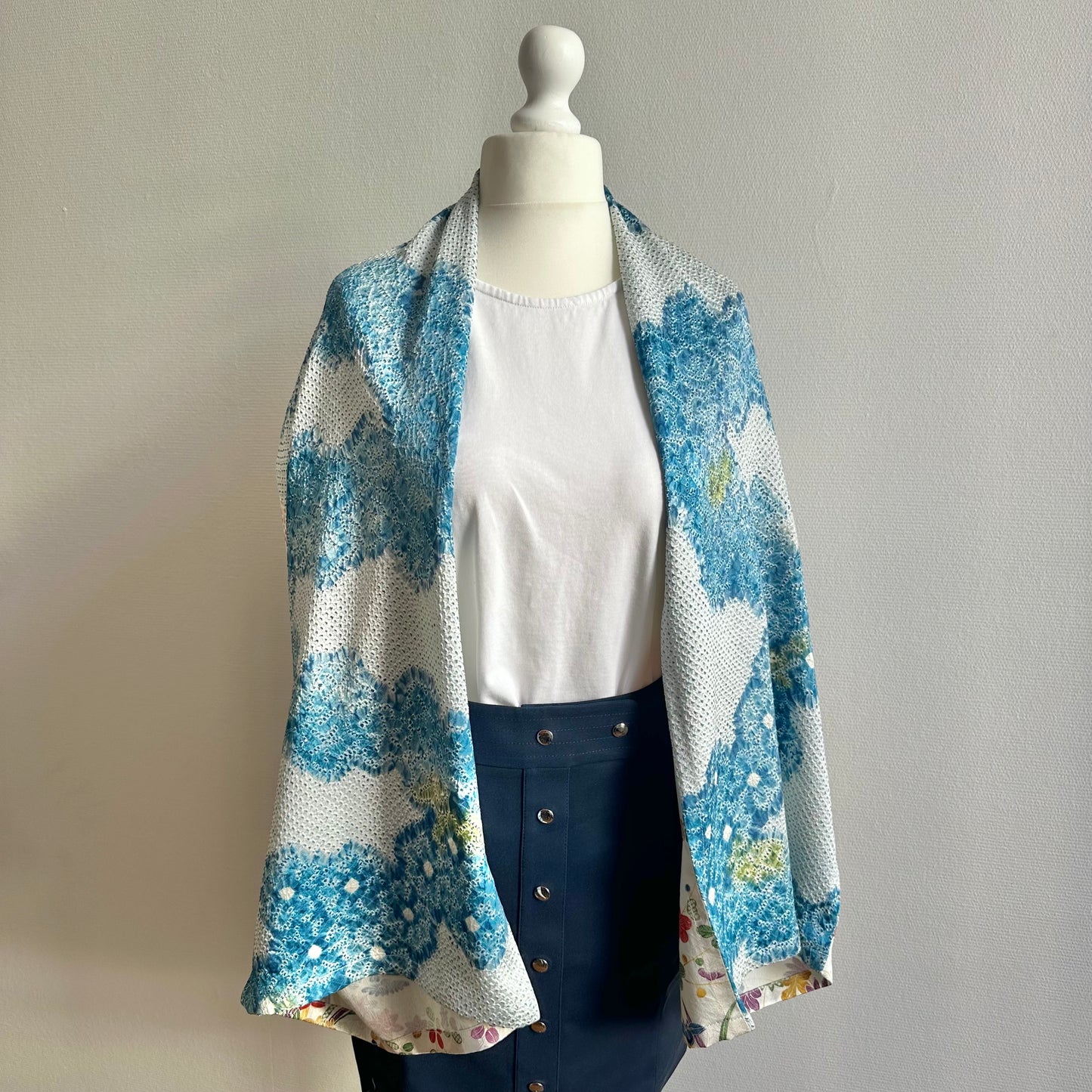 3 ways Silk Kimono scarf, Tax and Shipping fee included Handcrafted, Upcycled, #2118