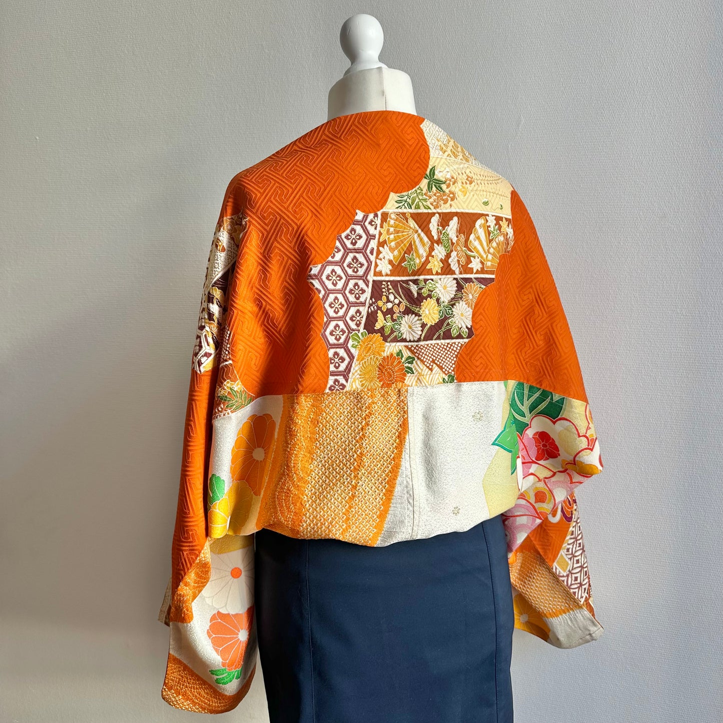 3 ways Silk Kimono scarf, Tax and Shipping fee included Handcrafted, Upcycled, #2117