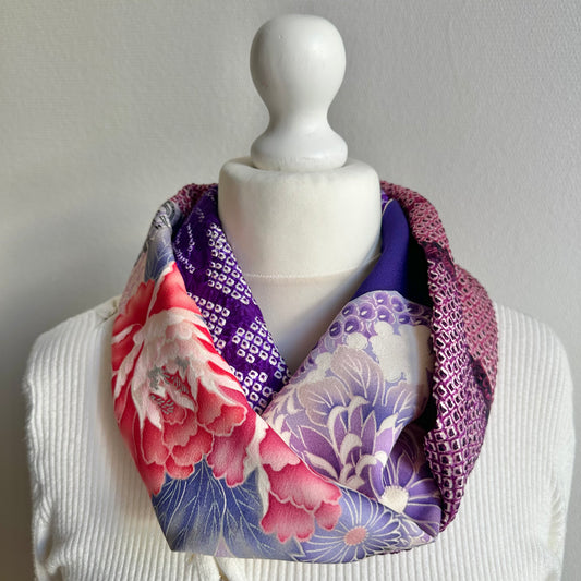 Infinity silk Kimono scarf, Handcrafted, Upcycled, #2085