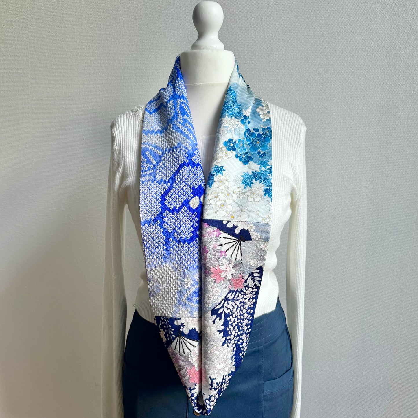 Infinity silk Kimono scarf, Handcrafted, Upcycled, #2088