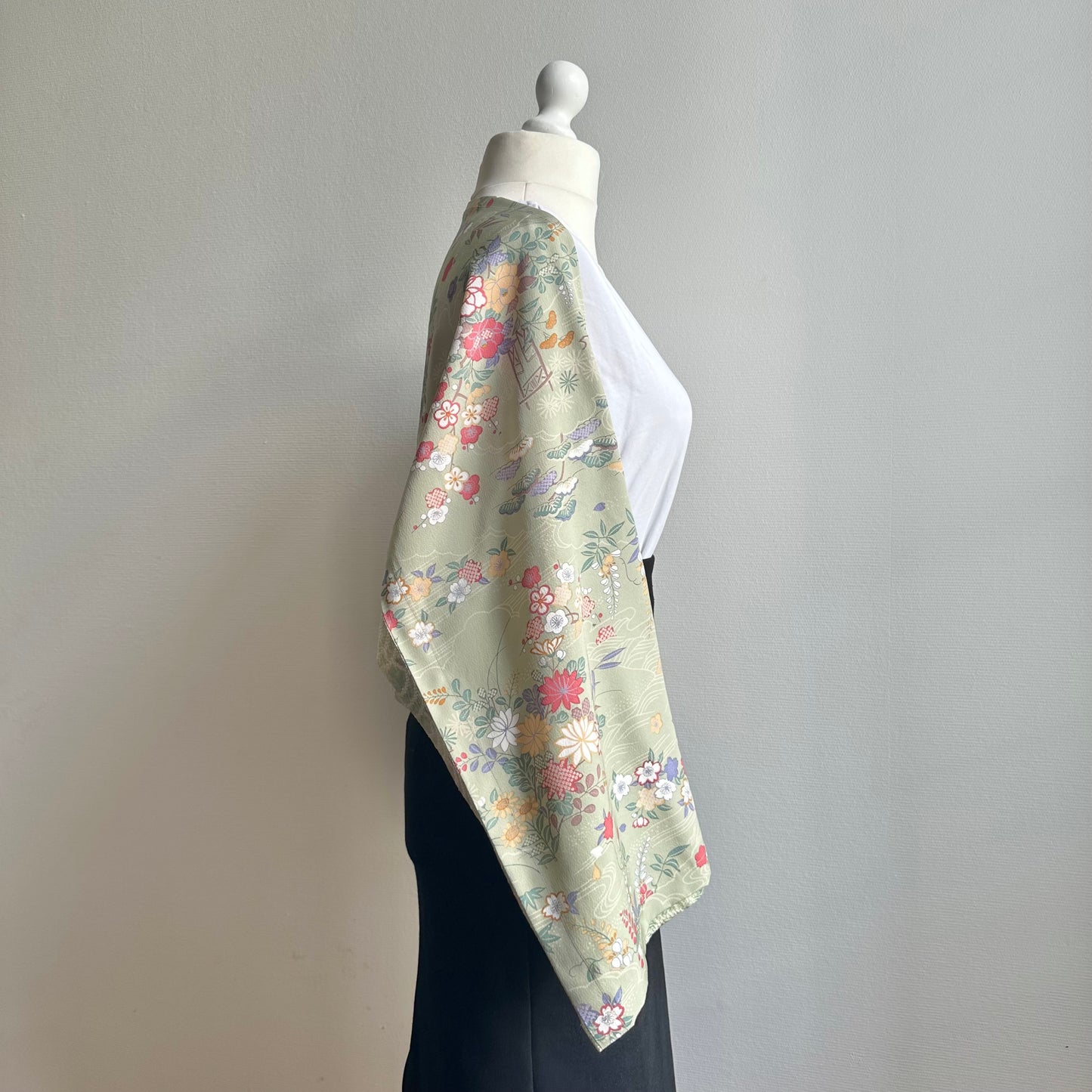 3 ways Silk Kimono scarf, Tax and Shipping fee included Handcrafted, Upcycled, #2132