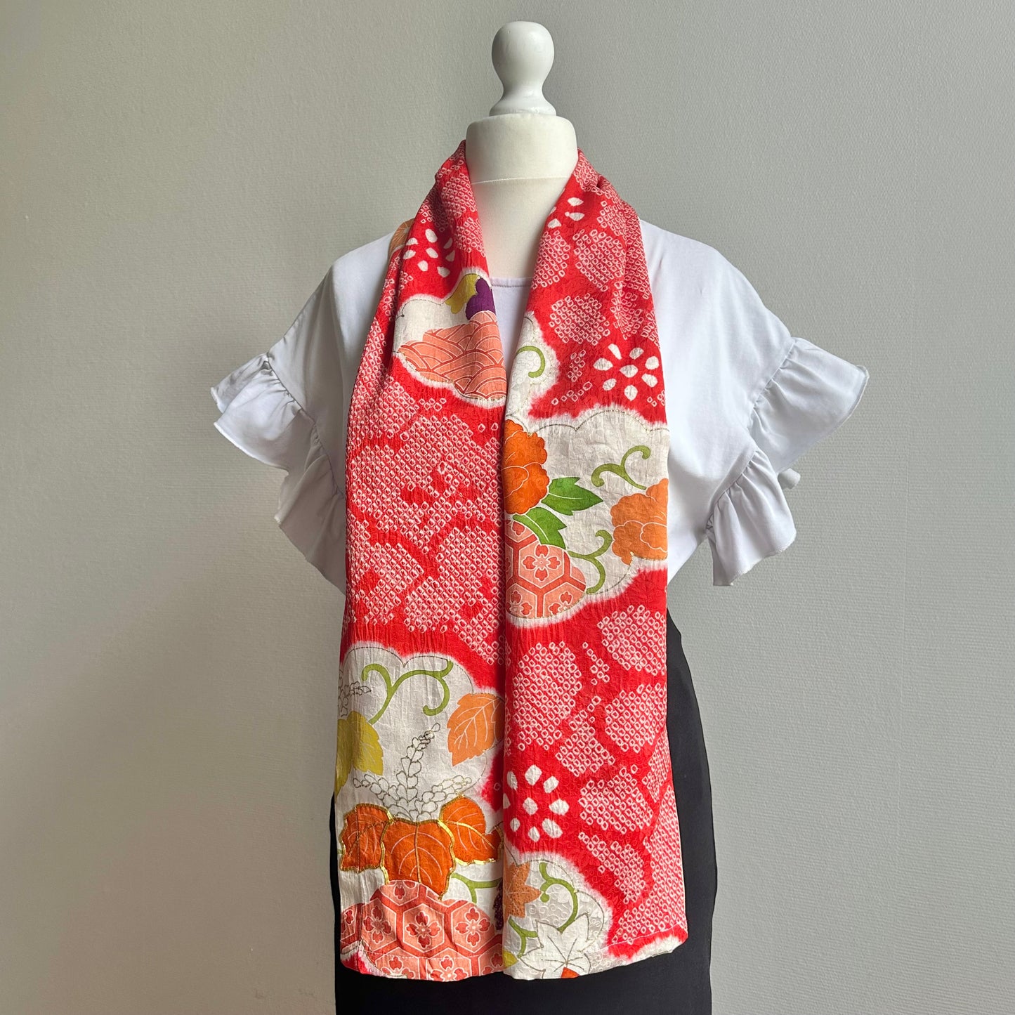 3 ways Silk Kimono scarf, Tax and Shipping fee included Handcrafted, Upcycled, #2129