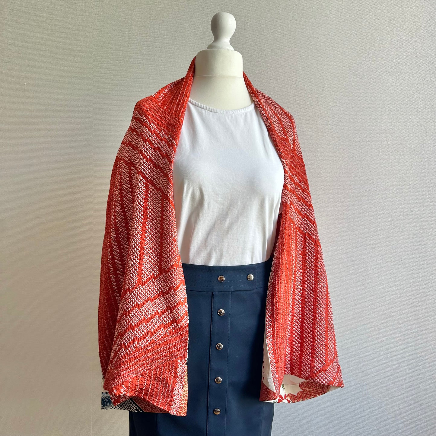 3 ways Silk Kimono scarf, Tax and Shipping fee included Handcrafted, Upcycled, #2122