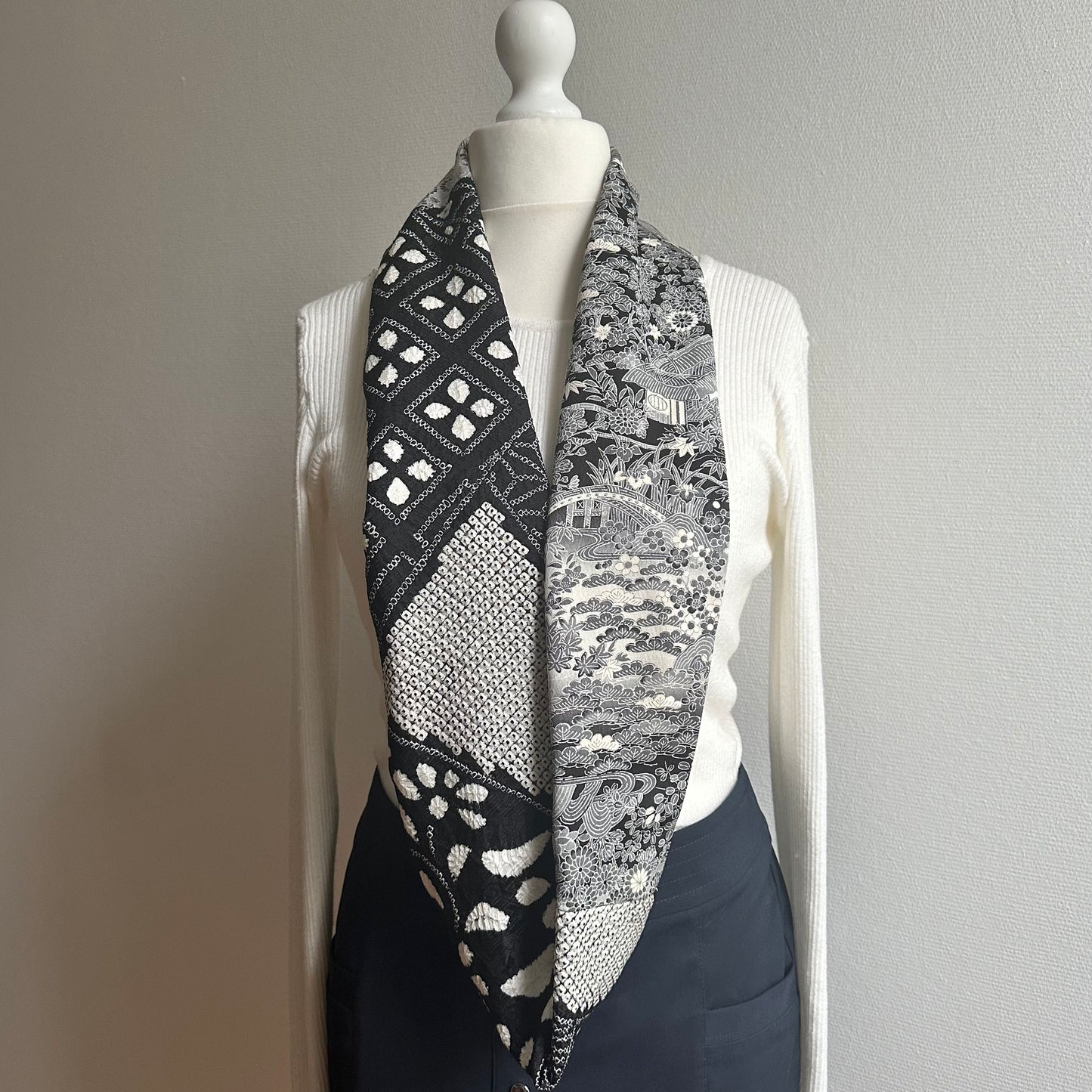 Infinity silk Kimono scarf, Handcrafted, Upcycled, #2079