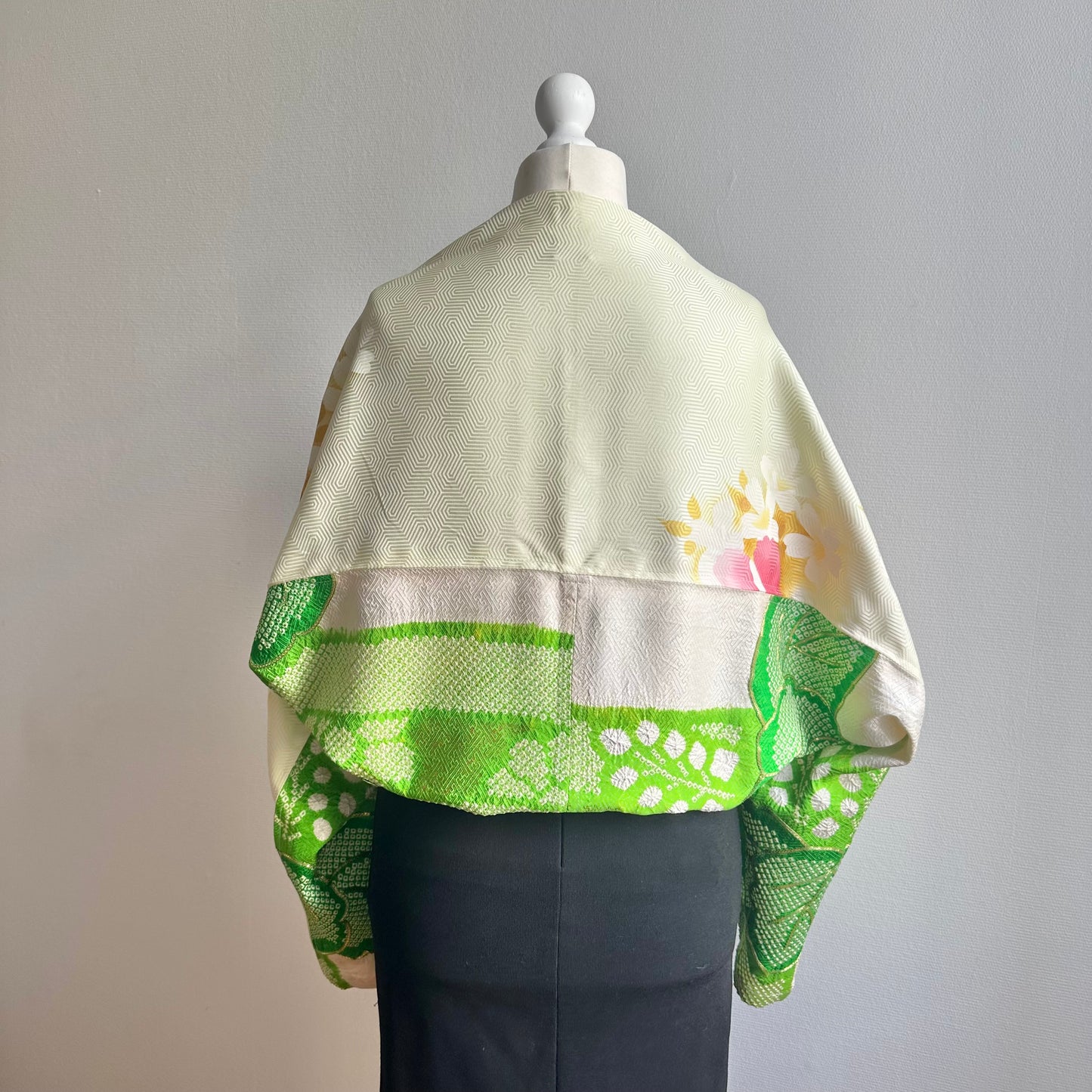 3 ways Silk Kimono scarf, Tax and Shipping fee included Handcrafted, Upcycled, #2130