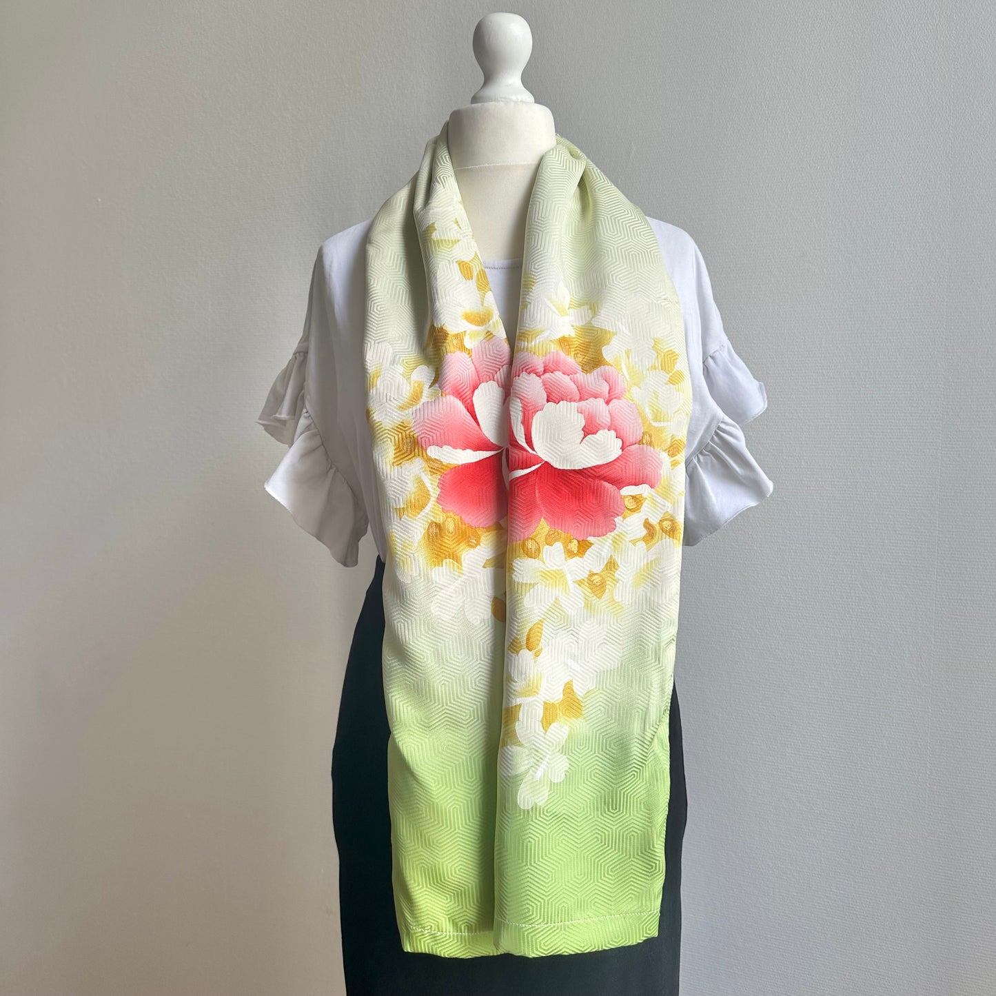 3 ways Silk Kimono scarf, Tax and Shipping fee included Handcrafted, Upcycled, #2130
