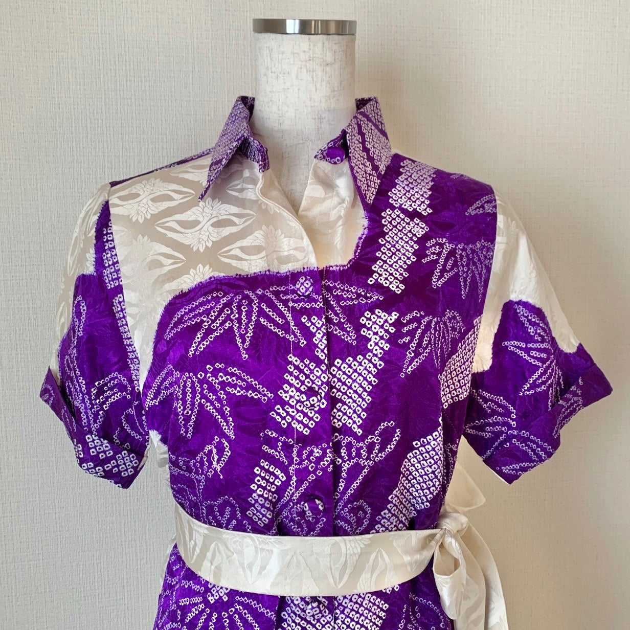 Silk Kimono dress,  Furisode 振袖, hand crafted, Upcycled, #pre74