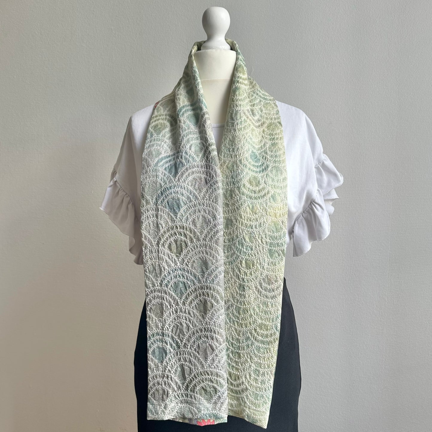 3 ways Silk Kimono scarf, Tax and Shipping fee included Handcrafted, Upcycled, #2132