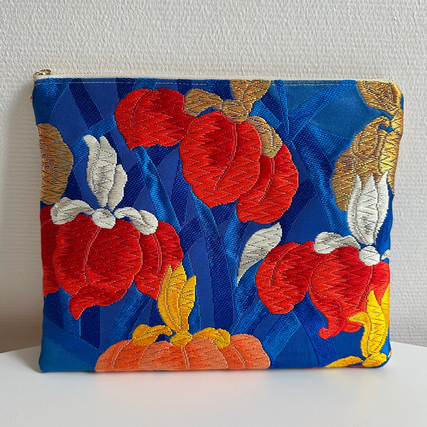 Flat silk Obi pouch, Medium size, Handcrafted, Upcycled, #3019