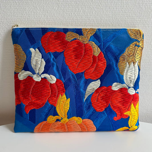 Flat silk Obi pouch, Medium size, Handcrafted, Upcycled, #3019