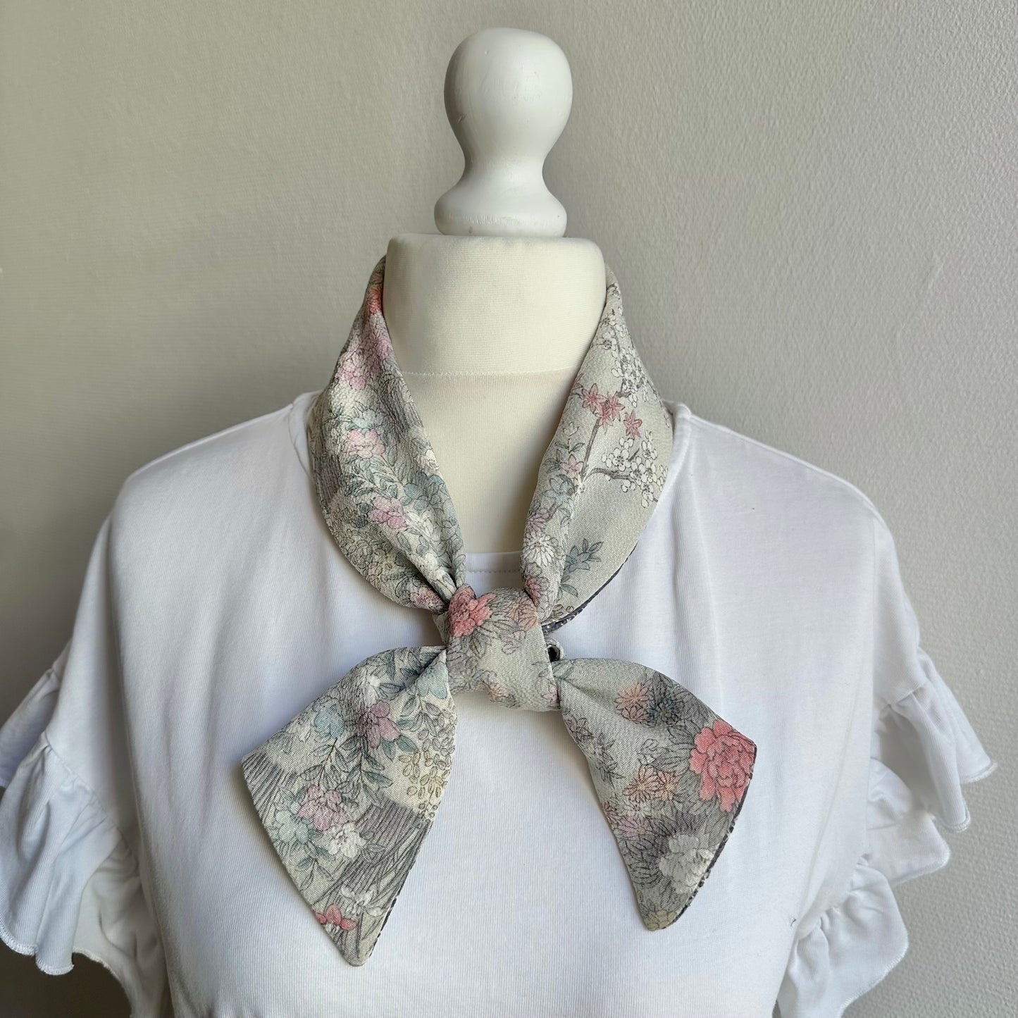 Mini Silk Kimono scarf, Handcrafted, Upcycled, #2126