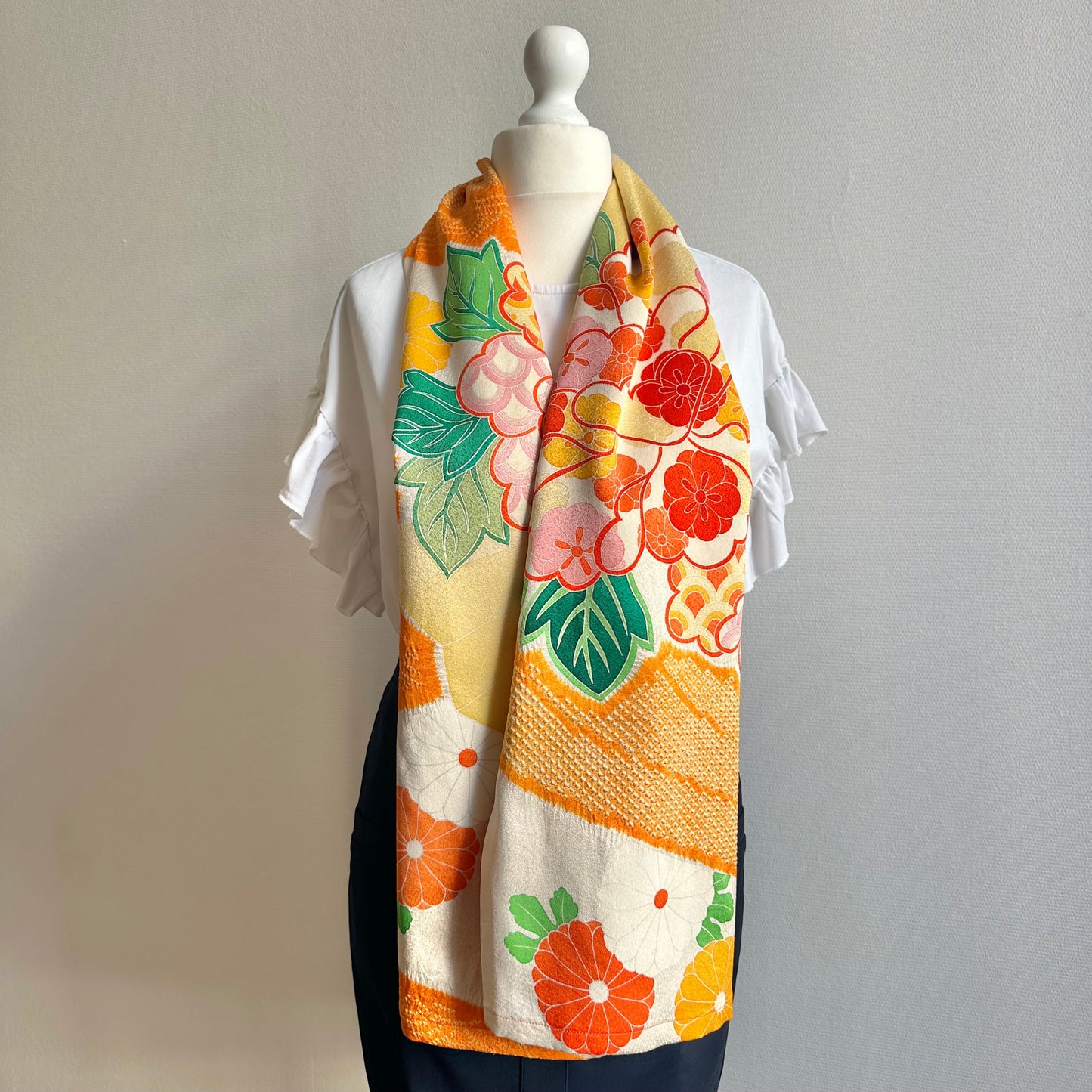 3 ways Silk Kimono scarf, Tax and Shipping fee included Handcrafted, Upcycled, #2117