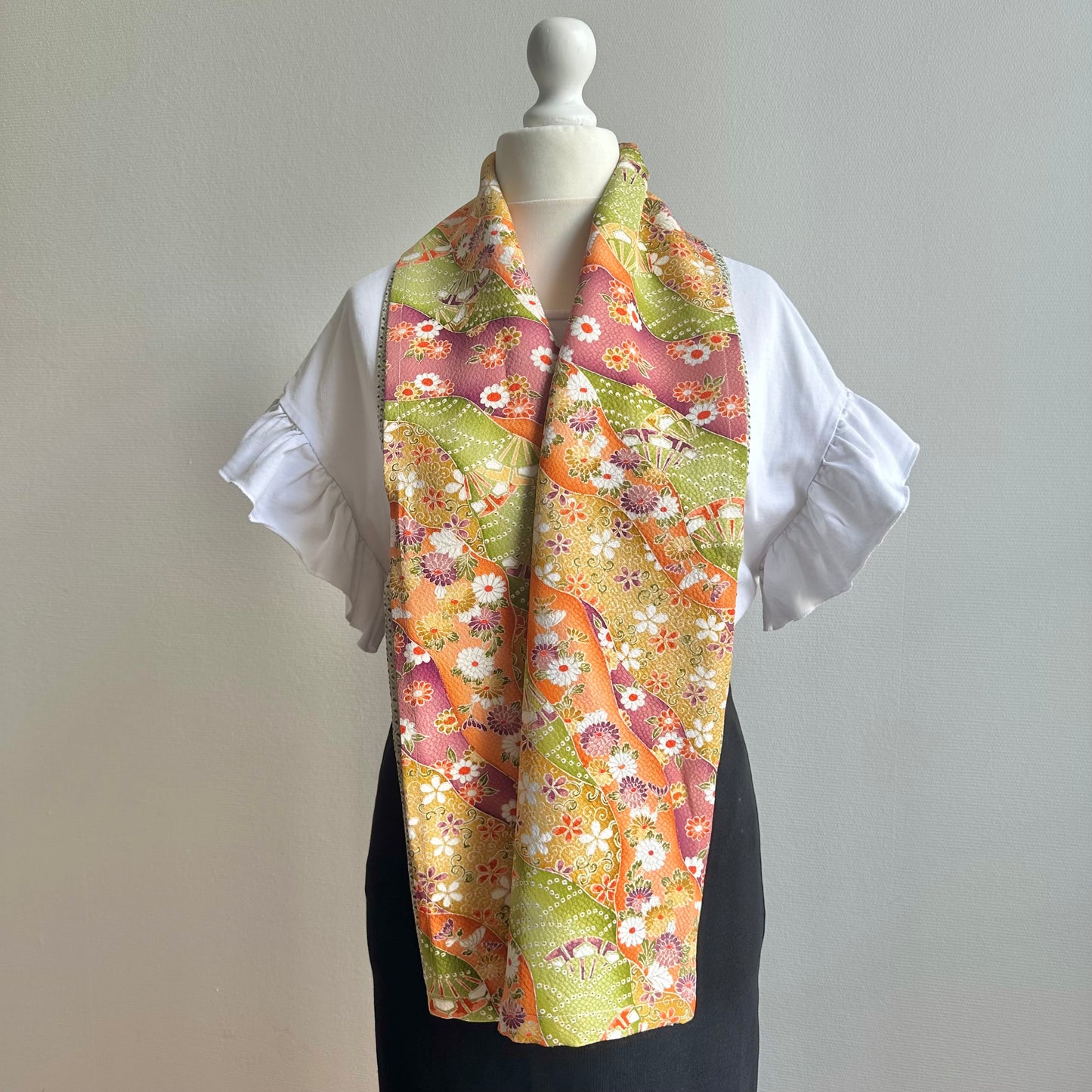 3 ways Silk Kimono scarf, Tax and Shipping fee included Handcrafted, Upcycled, #2131