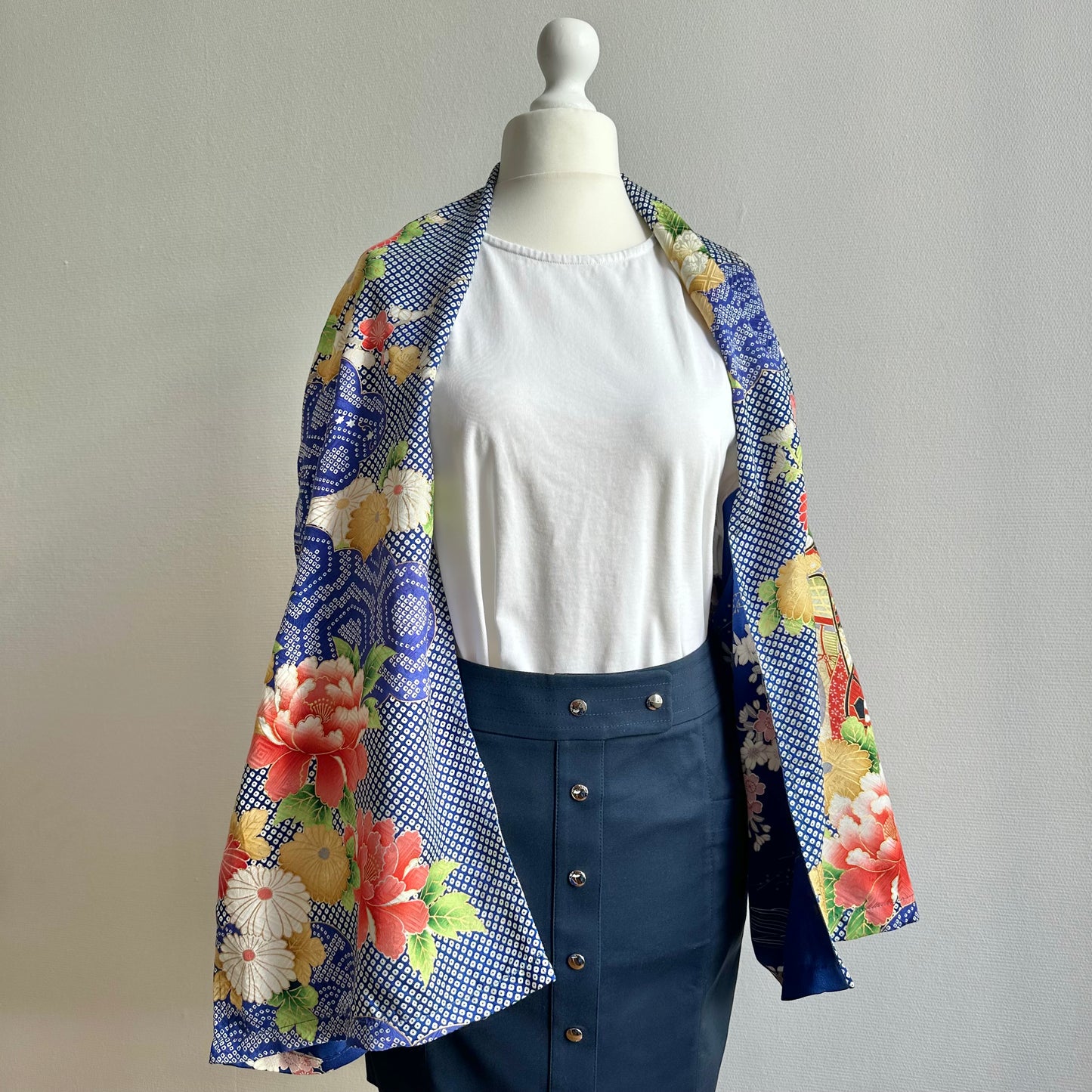 3 ways Silk Kimono scarf, Tax and Shipping fee included Handcrafted, Upcycled, #2121