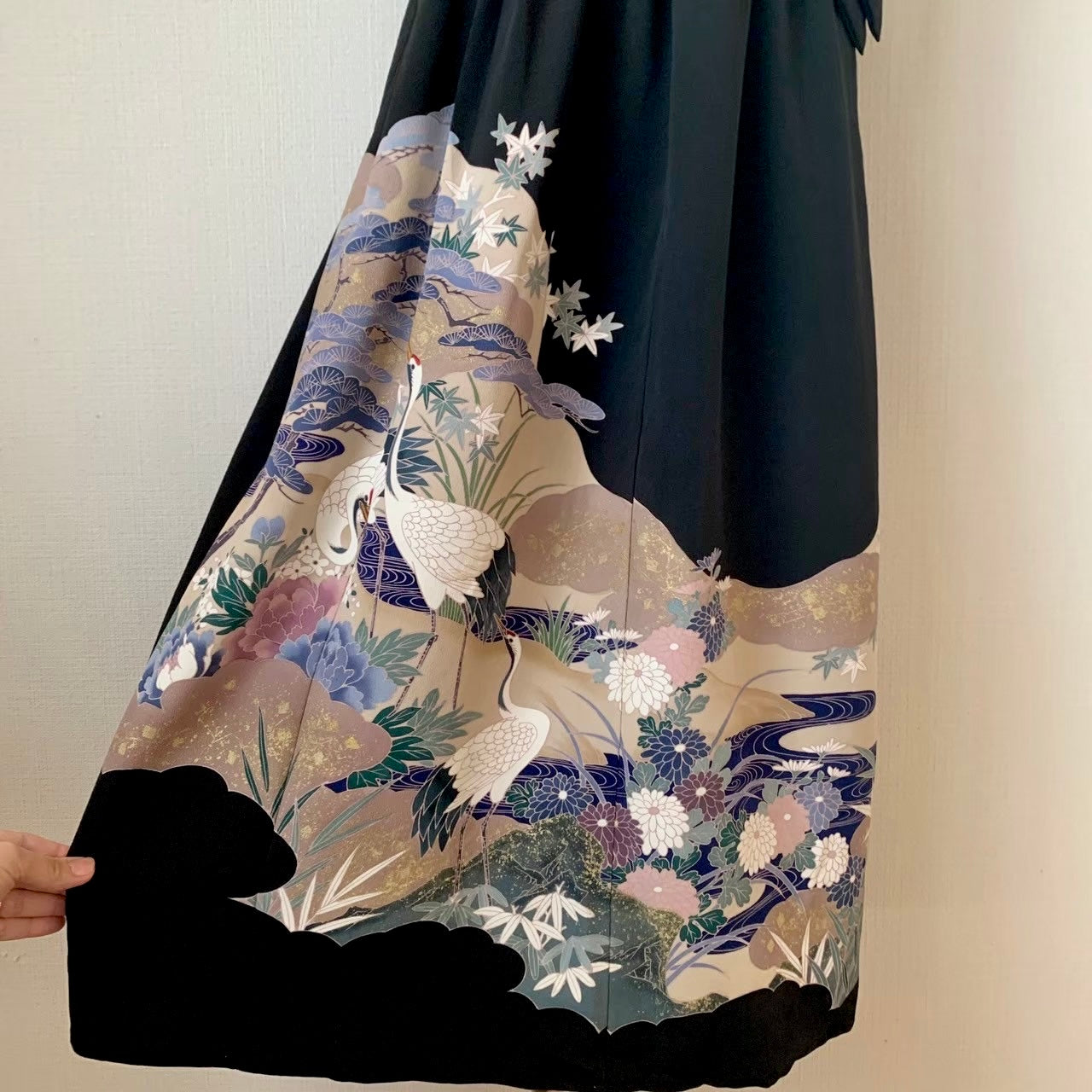 Silk Kimono dress, Tomesode 留袖, hand crafted, Upcycled, #pre70