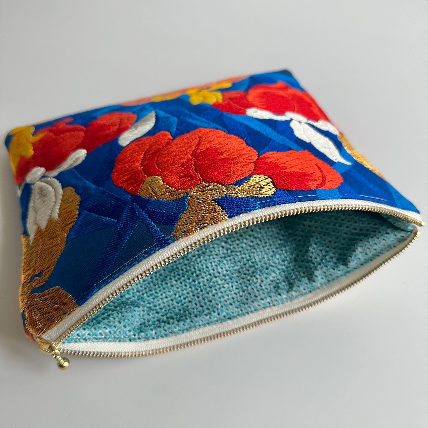 Flat silk Obi pouch, Medium size, Handcrafted, Upcycled, #3019