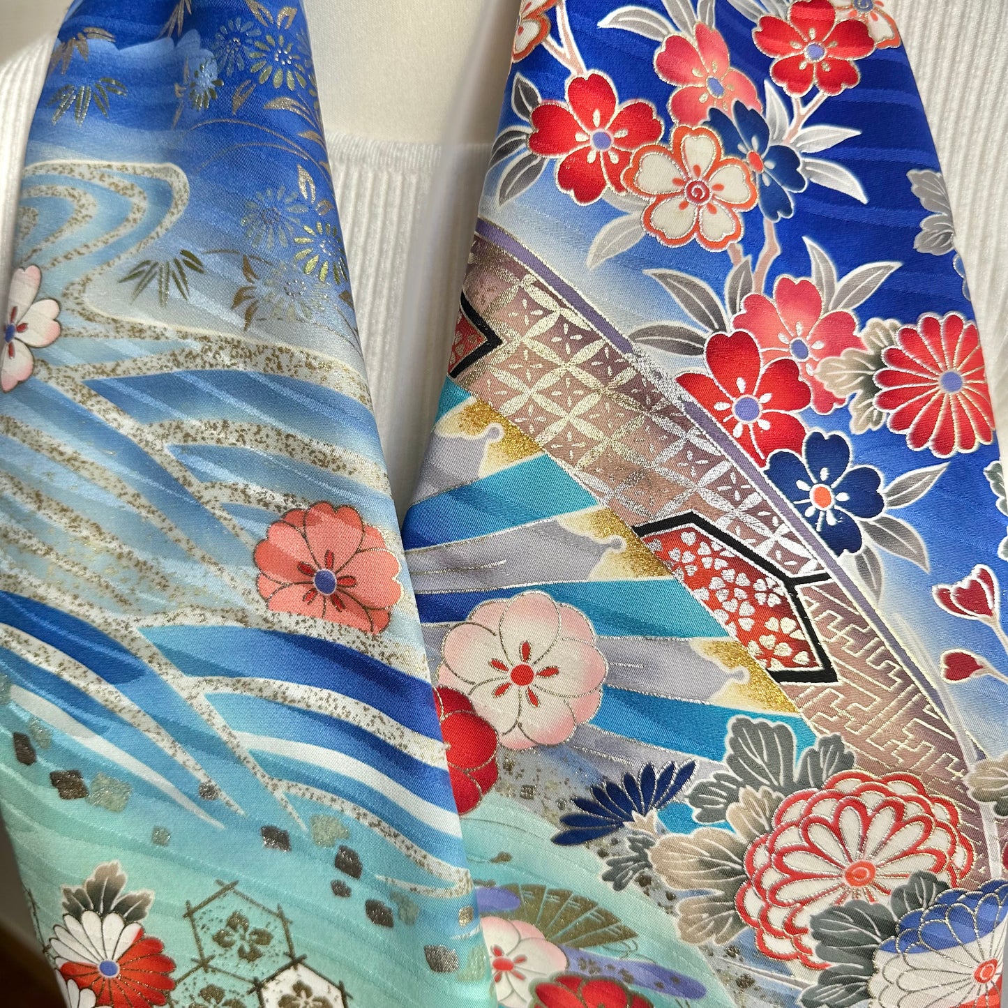 Silk Kimono scarf, Handcrafted, Upcycled, #2086