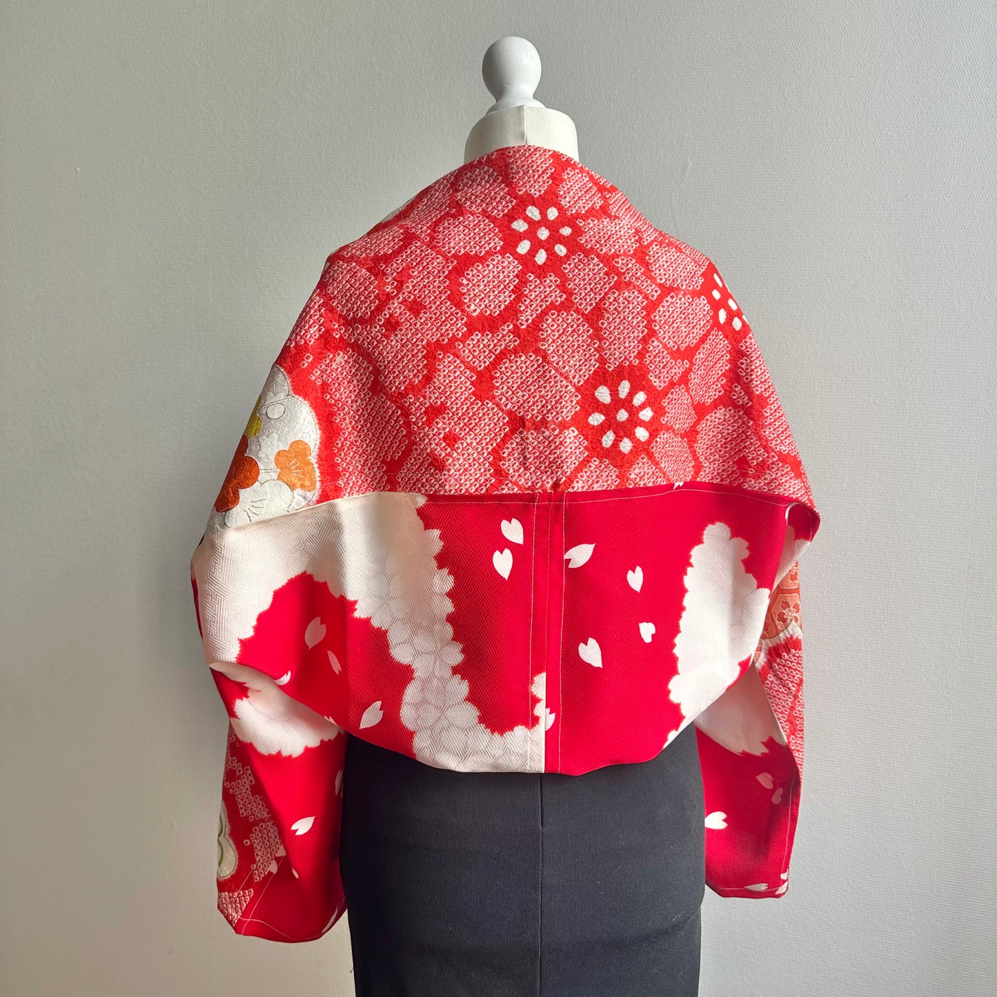 3 ways Silk Kimono scarf, Tax and Shipping fee included Handcrafted, Upcycled, #2129
