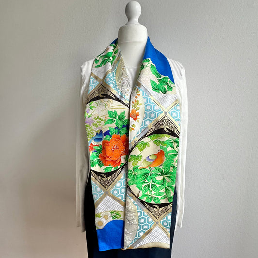 Silk Kimono scarf, Handcrafted, Upcycled, #2062