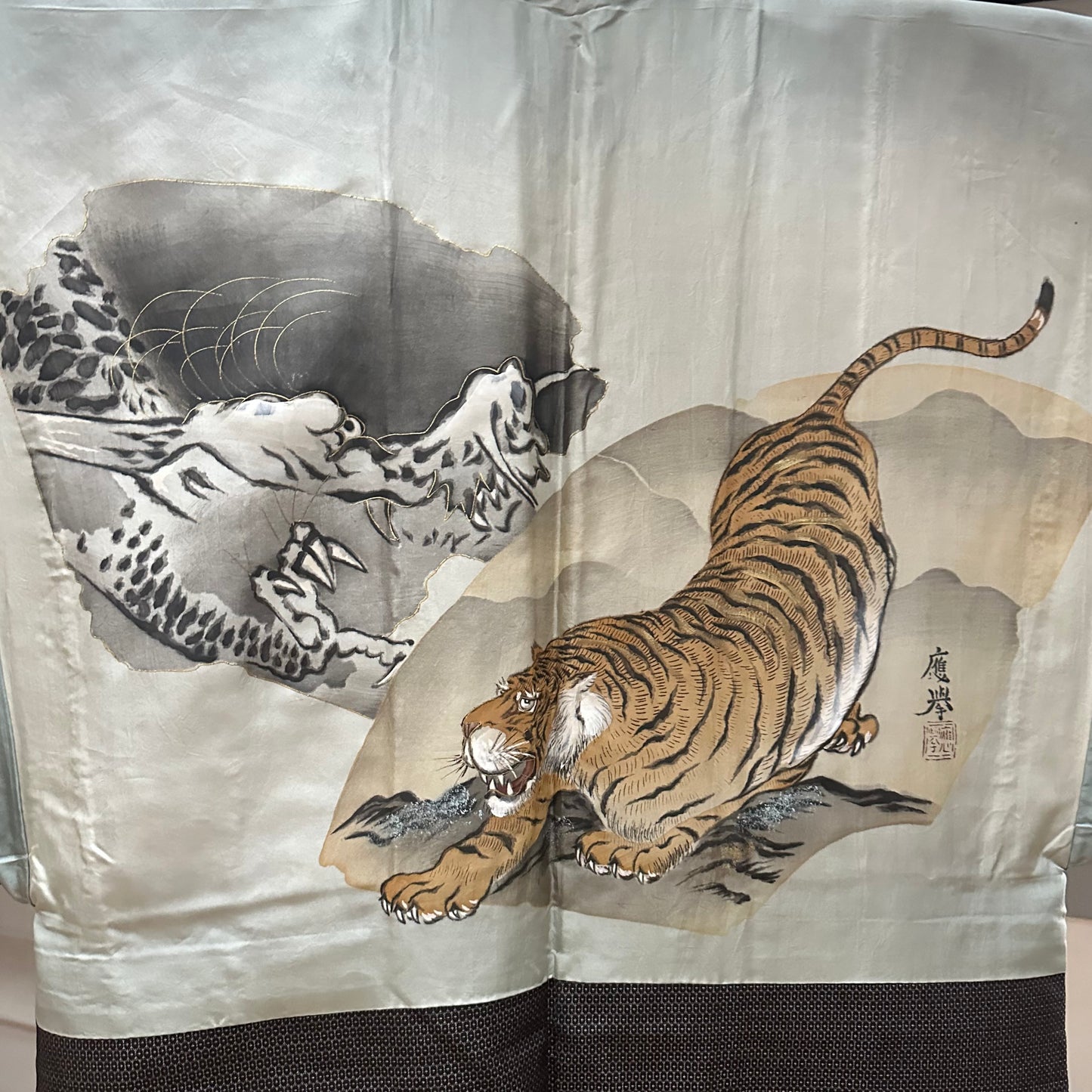 Vintage men’s Haori, Kimono jacket, Tiger and dragon 虎と龍