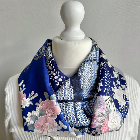 Infinity silk Kimono scarf, Handcrafted, Upcycled, #2073