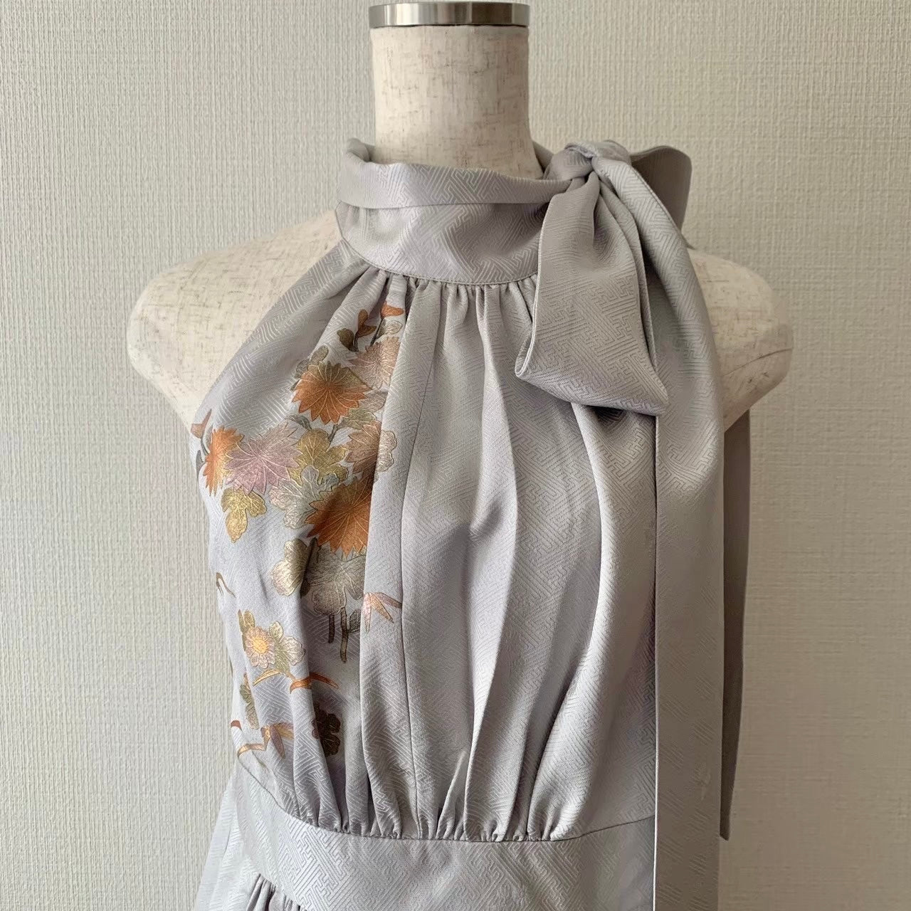 Silk Kimono dress, Houmongi 訪問着, hand crafted, Upcycled, #pre67