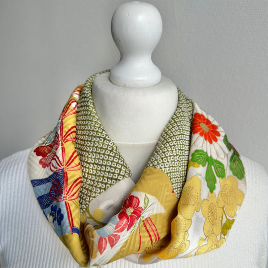 Infinity silk Kimono scarf, Handcrafted, Upcycled, #2067