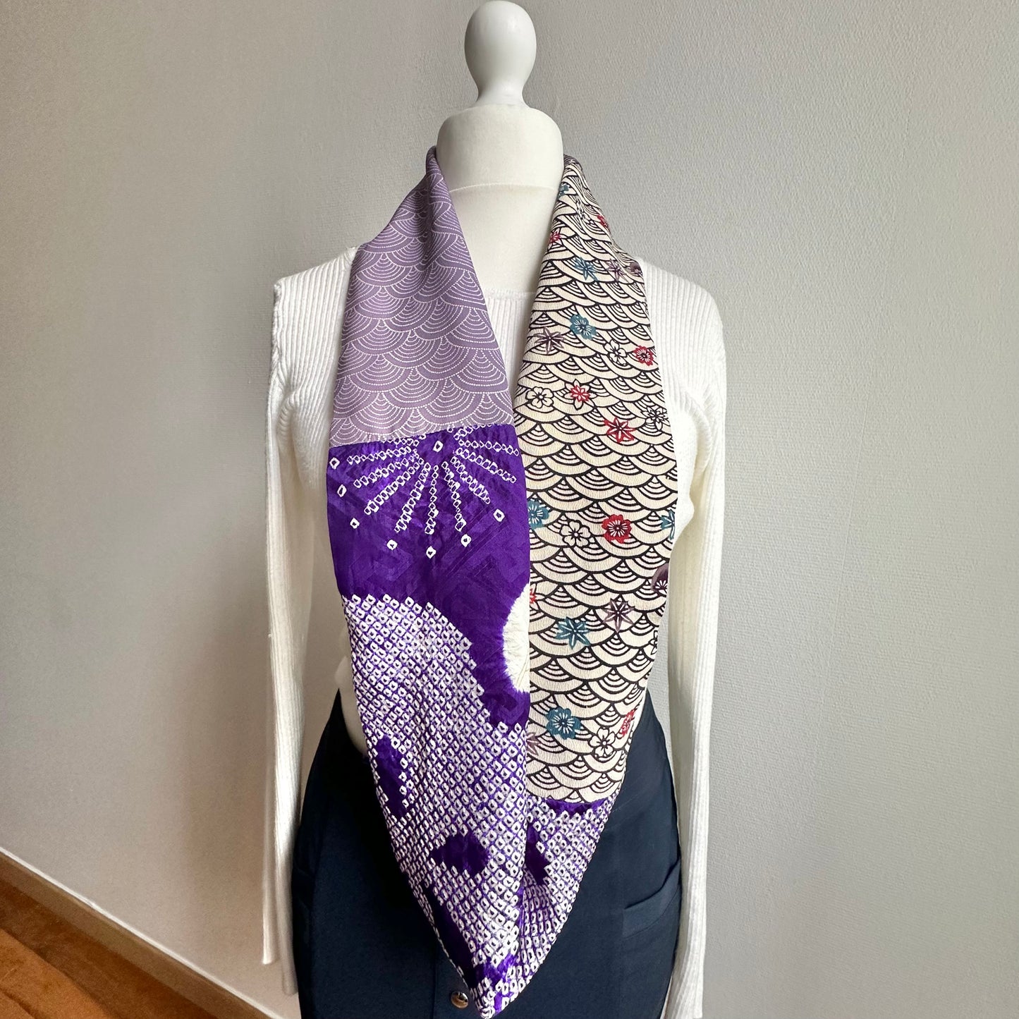 Infinity silk Kimono scarf, Handcrafted, Upcycled, #2077