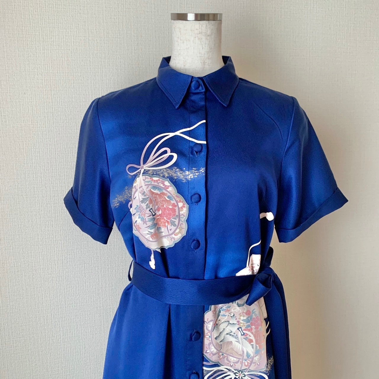 Silk Kimono dress, Houmongi 訪問着, hand crafted, Upcycled, #pre65