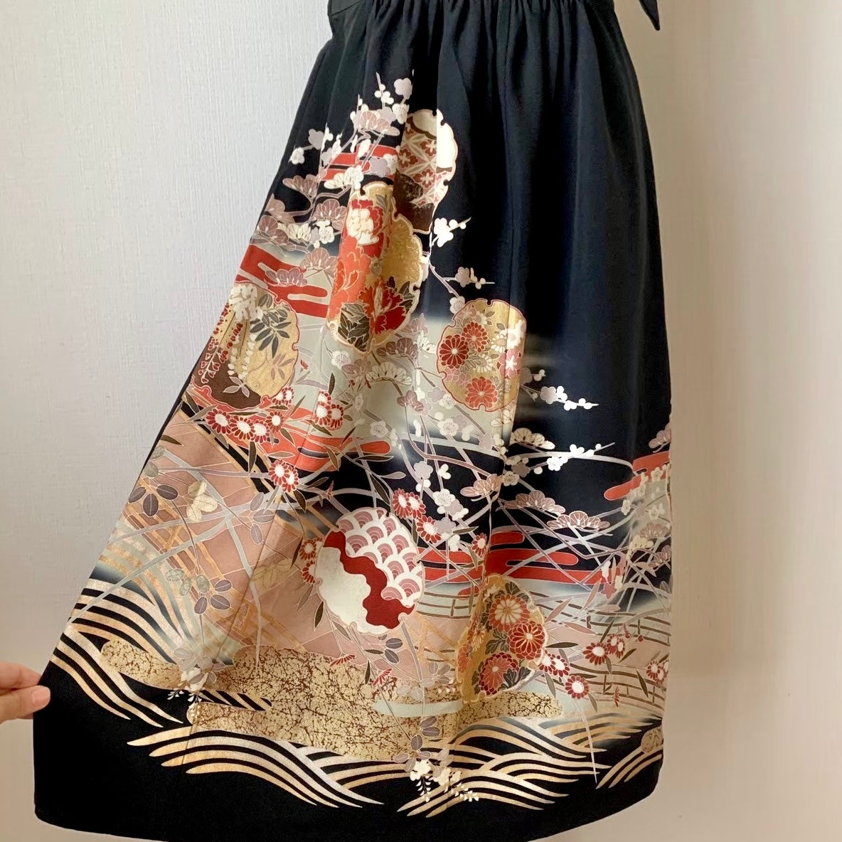 Silk Kimono dress, Tomesode 留袖, hand crafted, Upcycled, #pre69