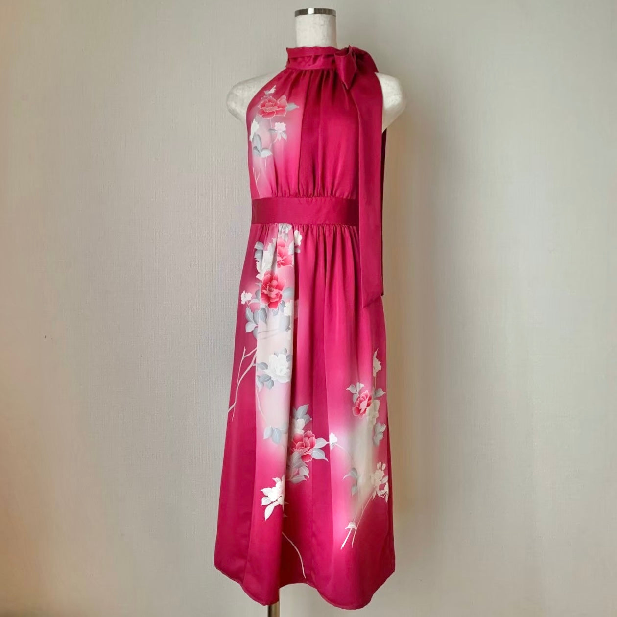 Silk Kimono dress, Houmongi 訪問着, hand crafted, Upcycled, #pre71