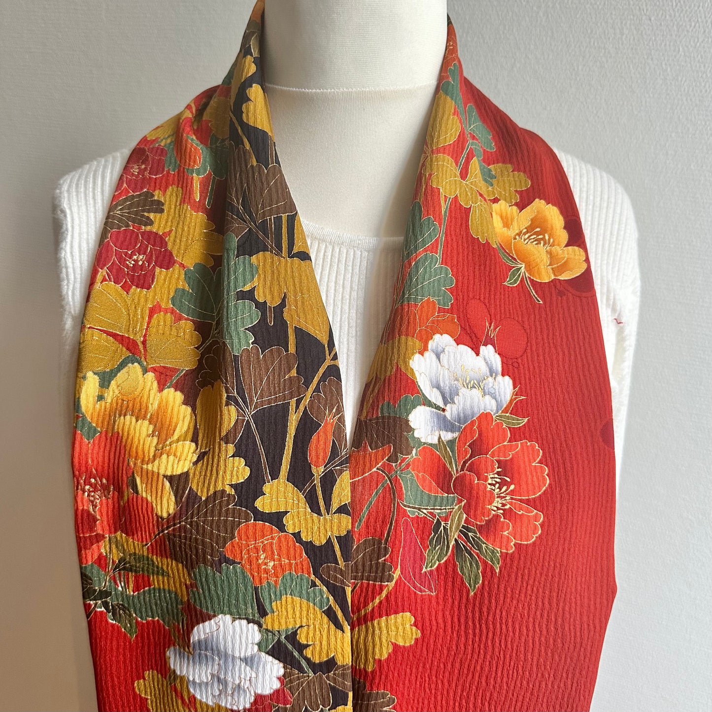 Silk Kimono scarf, Handcrafted, Upcycled, #2080