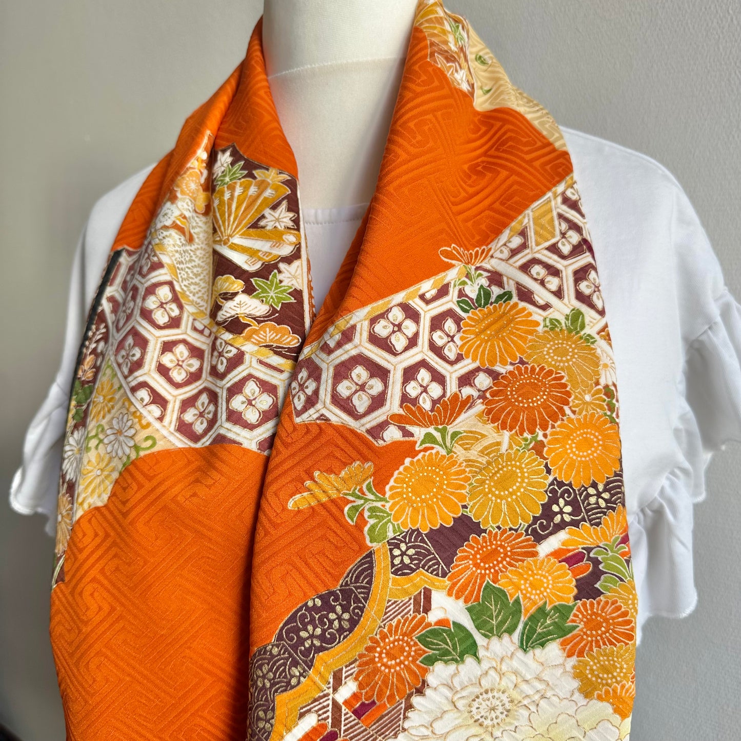 3 ways Silk Kimono scarf, Tax and Shipping fee included Handcrafted, Upcycled, #2117