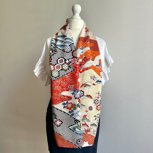 3 ways Silk Kimono scarf, Tax and Shipping fee included Handcrafted, Upcycled, #2122