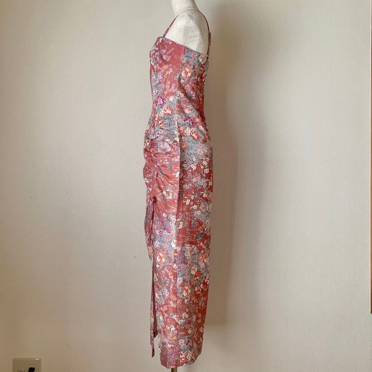 Silk Kimono dress, Komon 小紋, hand crafted, Upcycled, #pre75