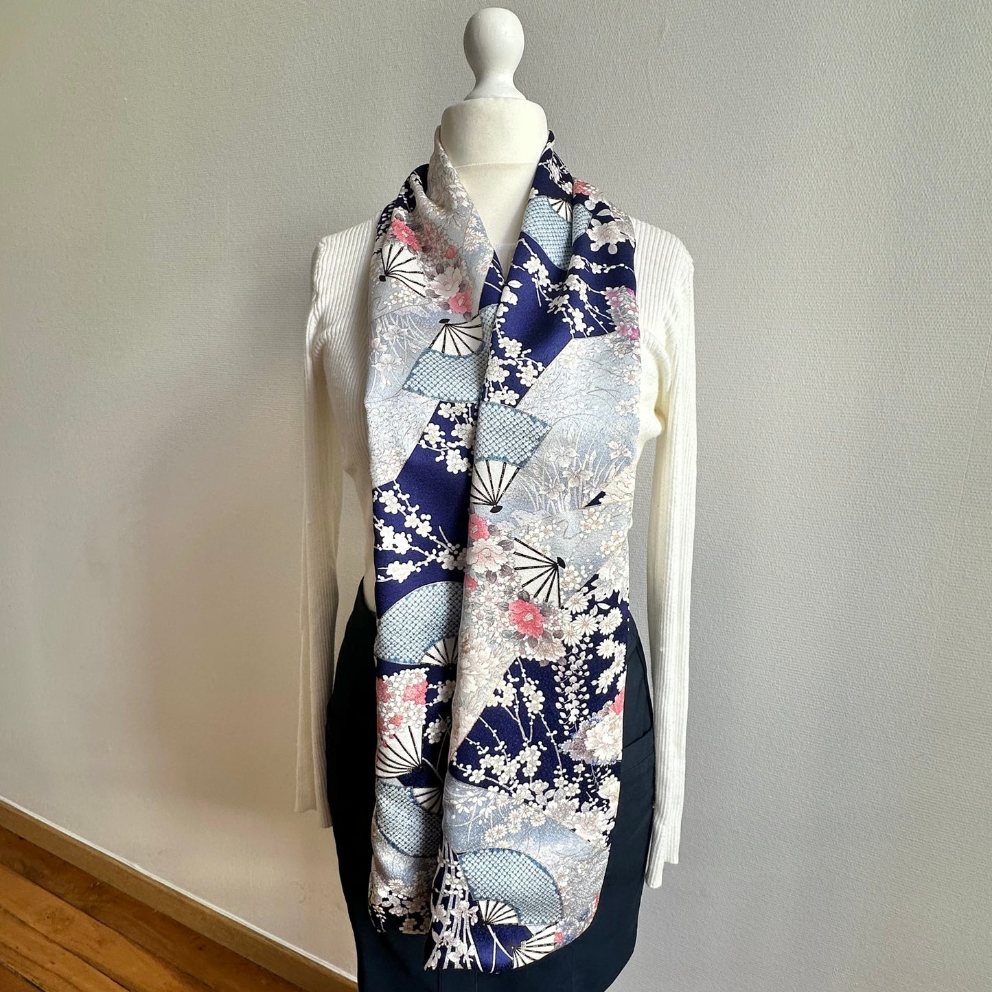 Silk Kimono scarf, Handcrafted, Upcycled, #2068