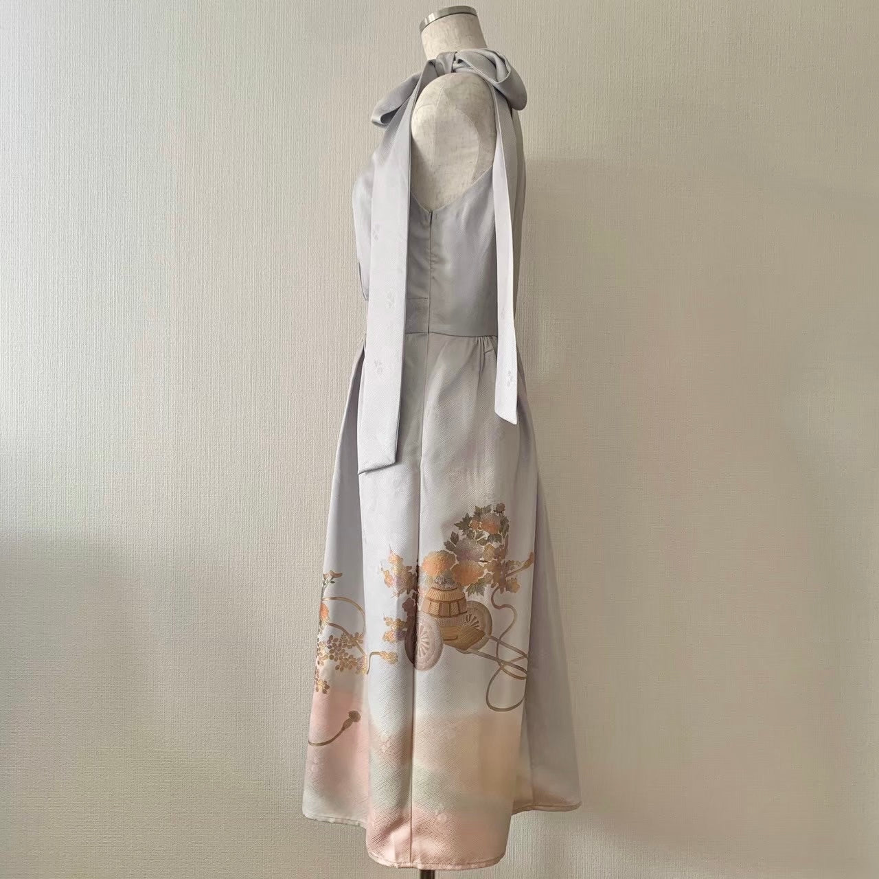 Silk Kimono dress, Houmongi 訪問着, hand crafted, Upcycled, #pre67