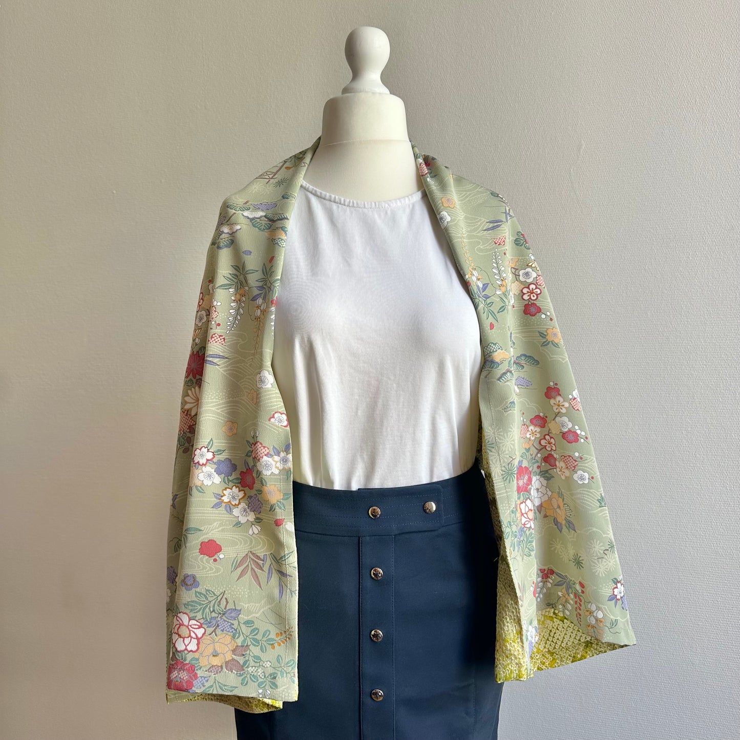 3 ways Silk Kimono scarf, Tax and Shipping fee included Handcrafted, Upcycled, #2120