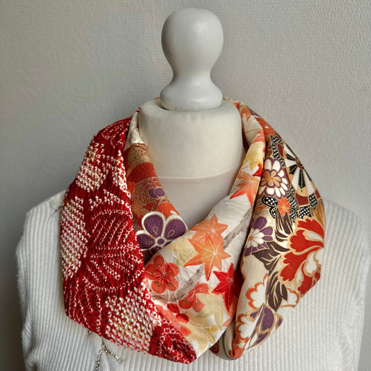 Infinity silk Kimono scarf, Handcrafted, Upcycled, free shipping, tax included #2110