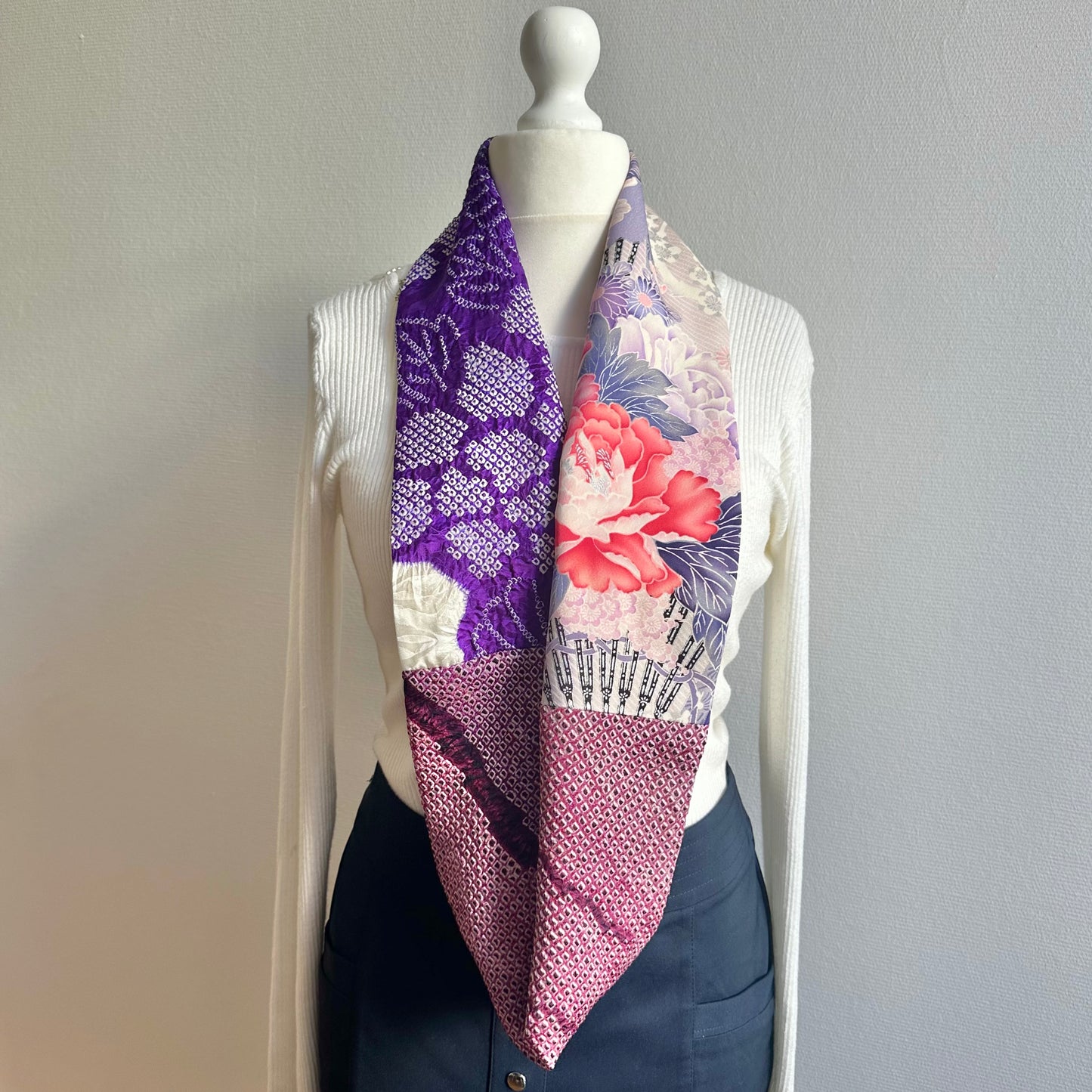 Infinity silk Kimono scarf, Handcrafted, Upcycled, #2085