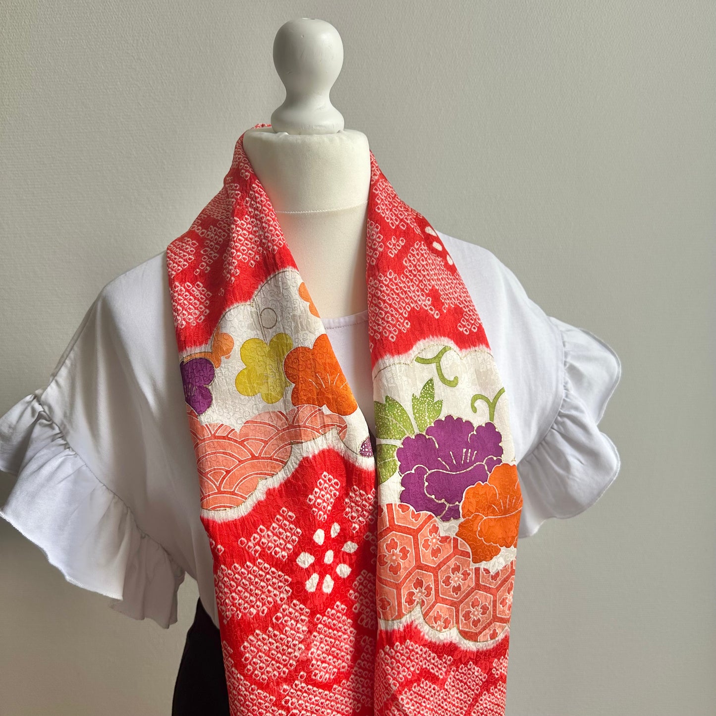 3 ways Silk Kimono scarf, Tax and Shipping fee included Handcrafted, Upcycled, #2129