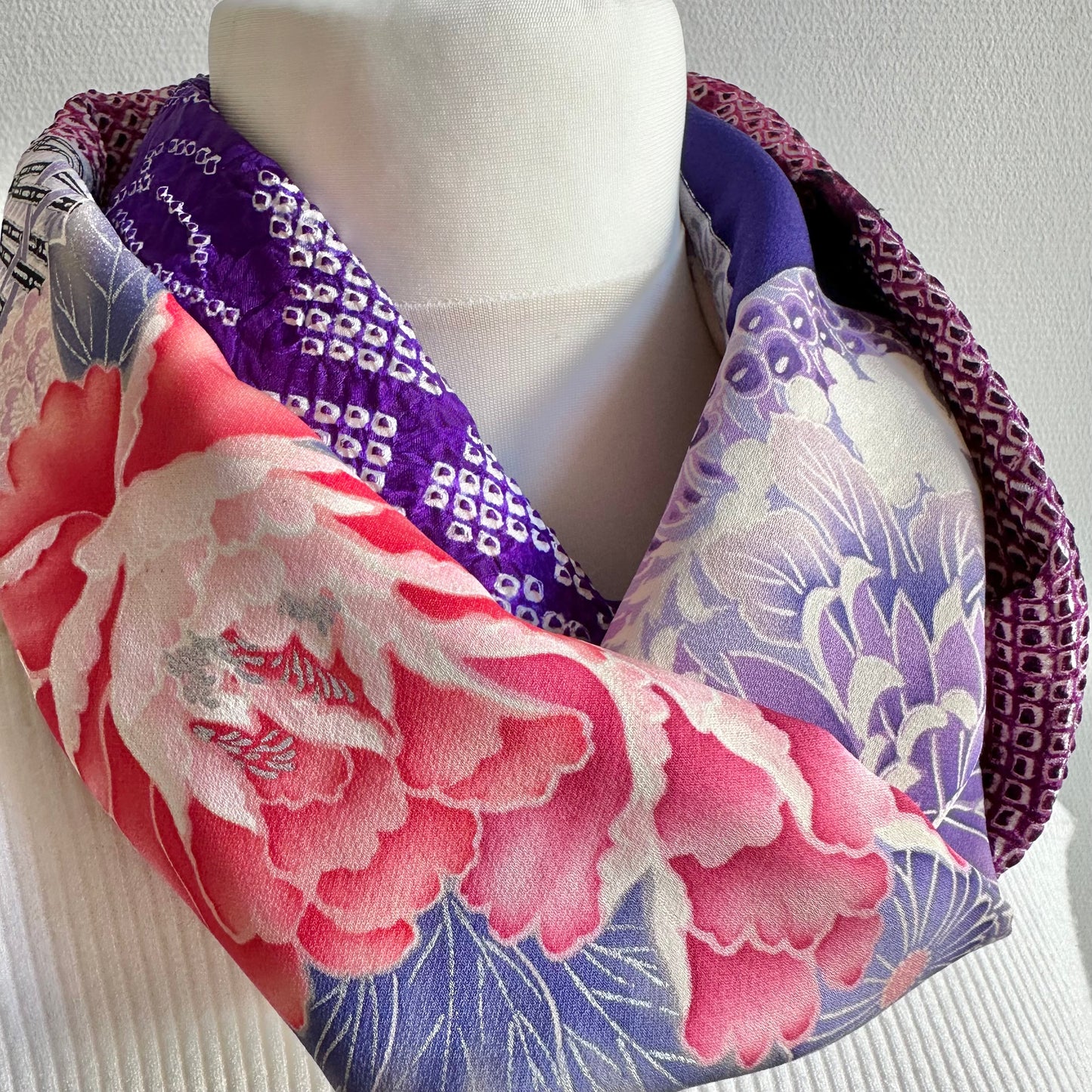 Infinity silk Kimono scarf, Handcrafted, Upcycled, #2085