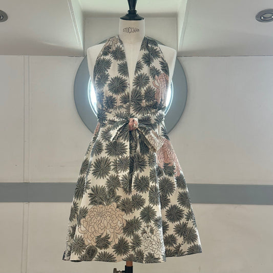 Silk Kimono dress, Komon 小紋, Handcrafted, Upcyced, Majorika