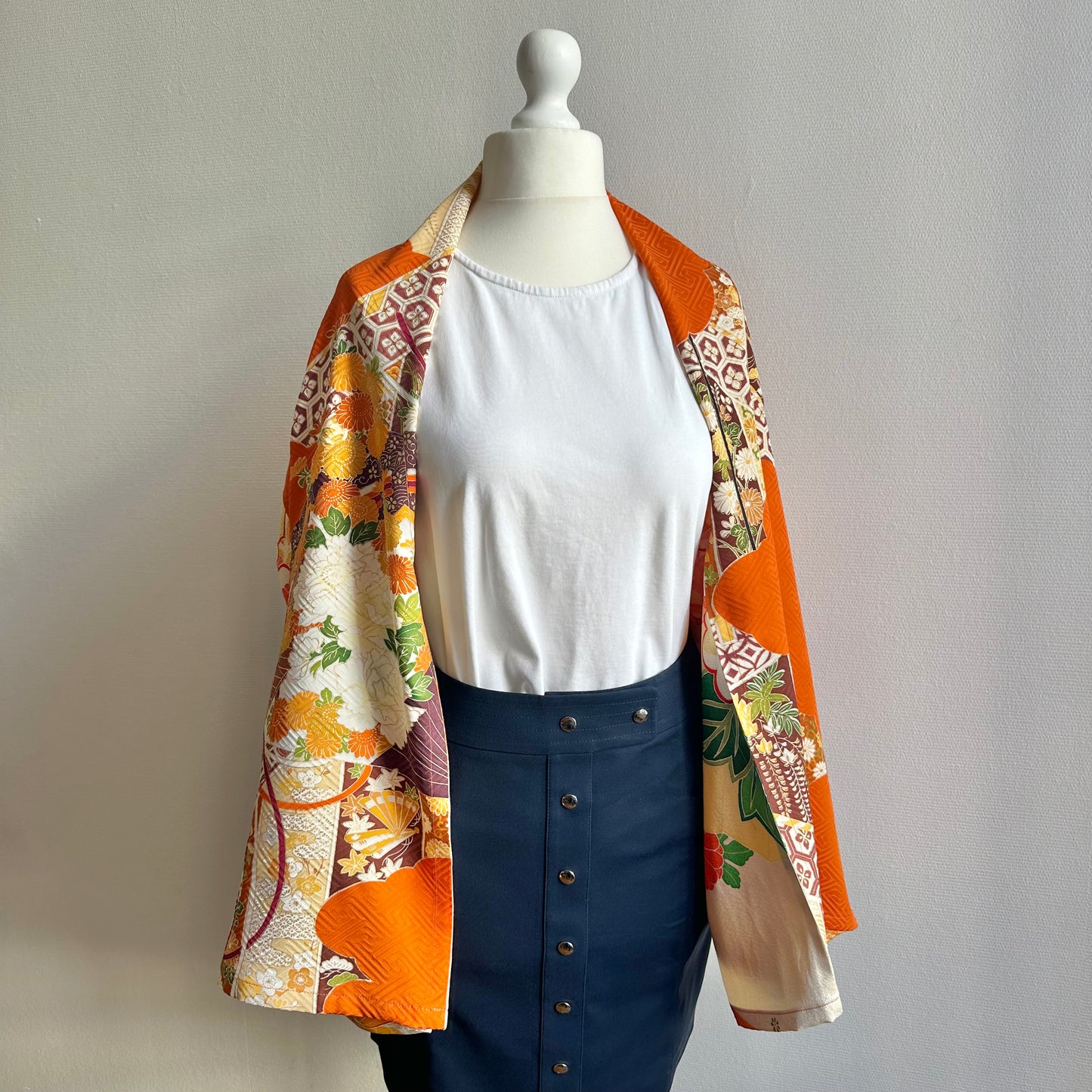 3 ways Silk Kimono scarf, Tax and Shipping fee included Handcrafted, Upcycled, #2117