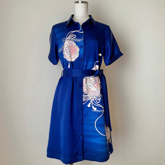 Silk Kimono dress, Houmongi 訪問着, hand crafted, Upcycled, #pre65