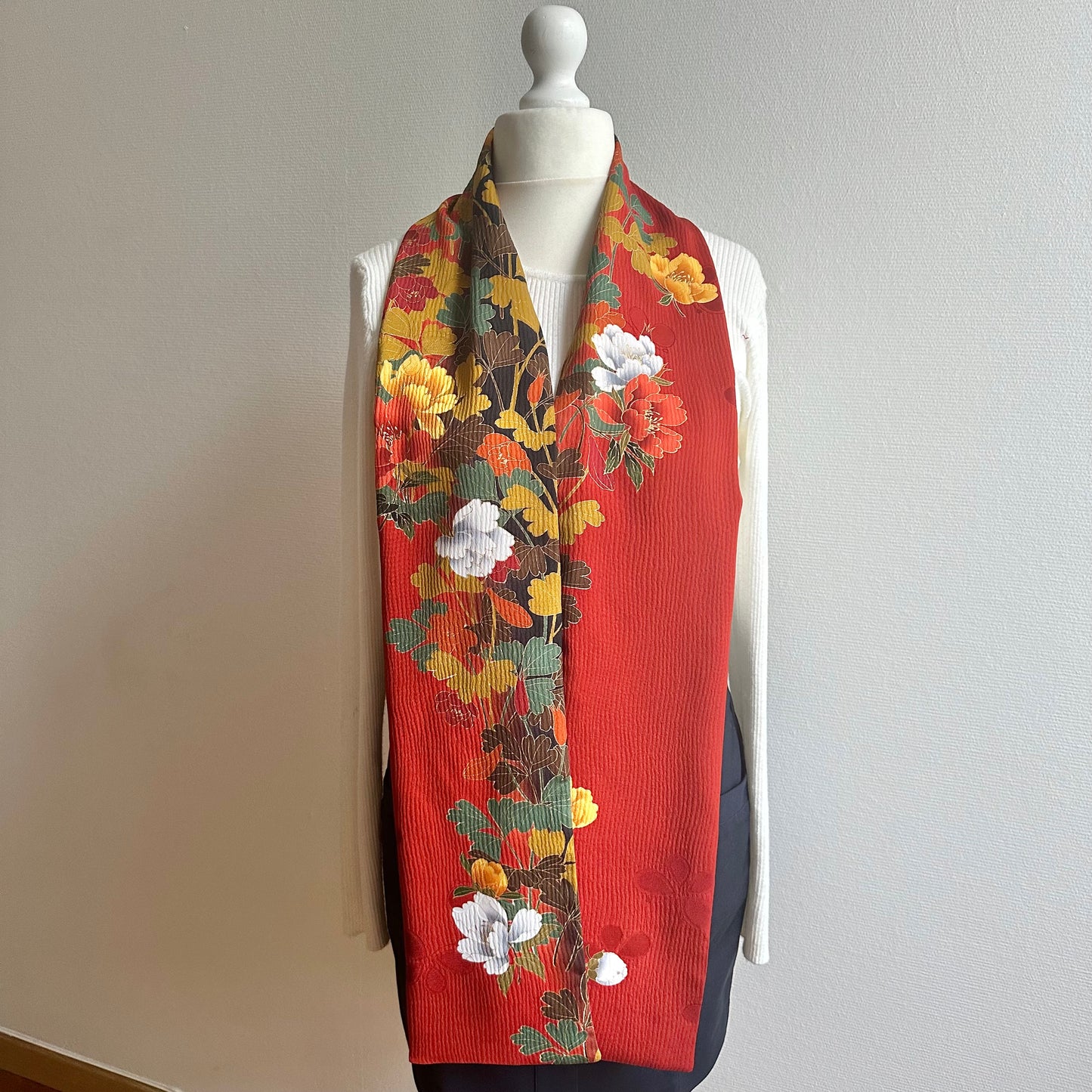 Silk Kimono scarf, Handcrafted, Upcycled, #2080