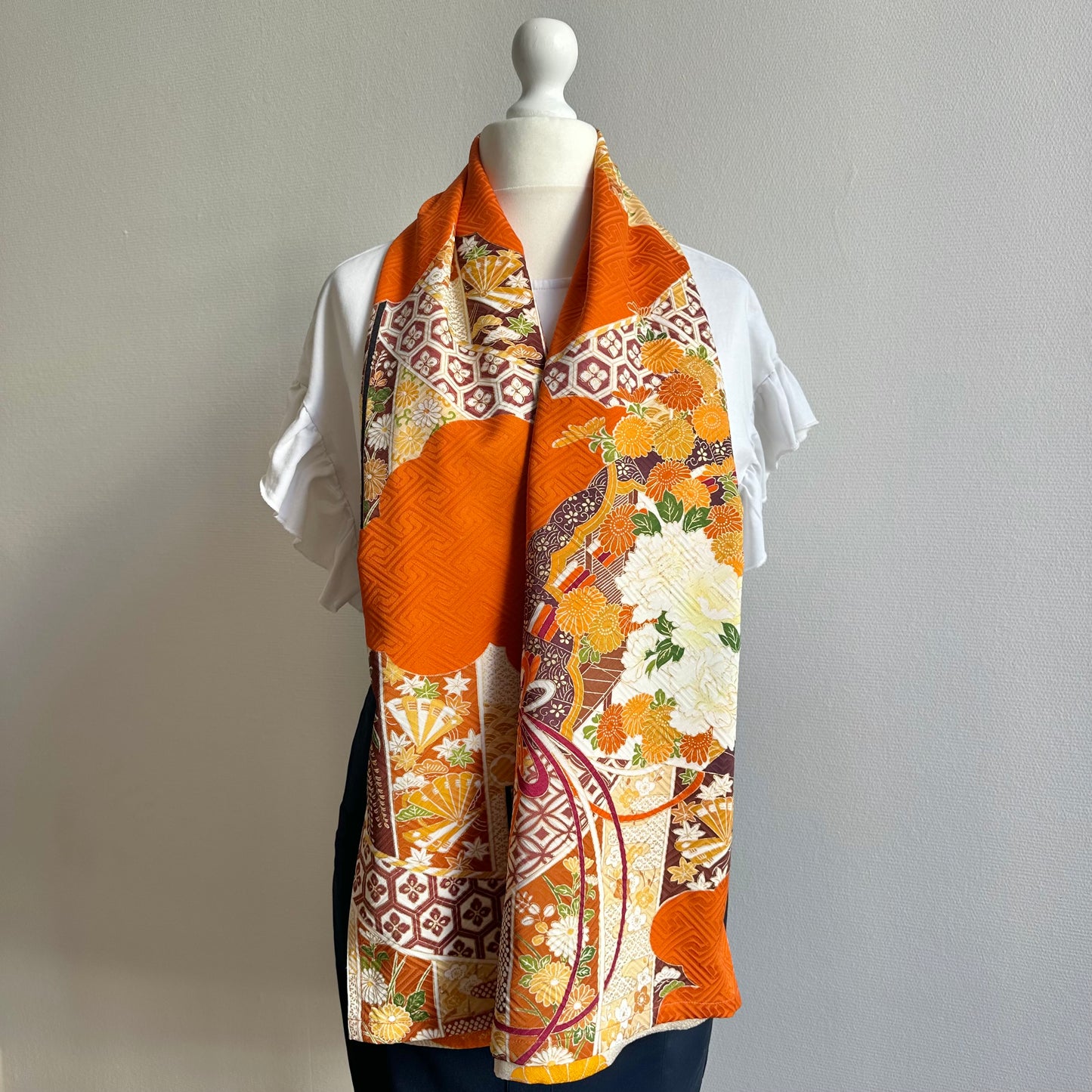 3 ways Silk Kimono scarf, Tax and Shipping fee included Handcrafted, Upcycled, #2117