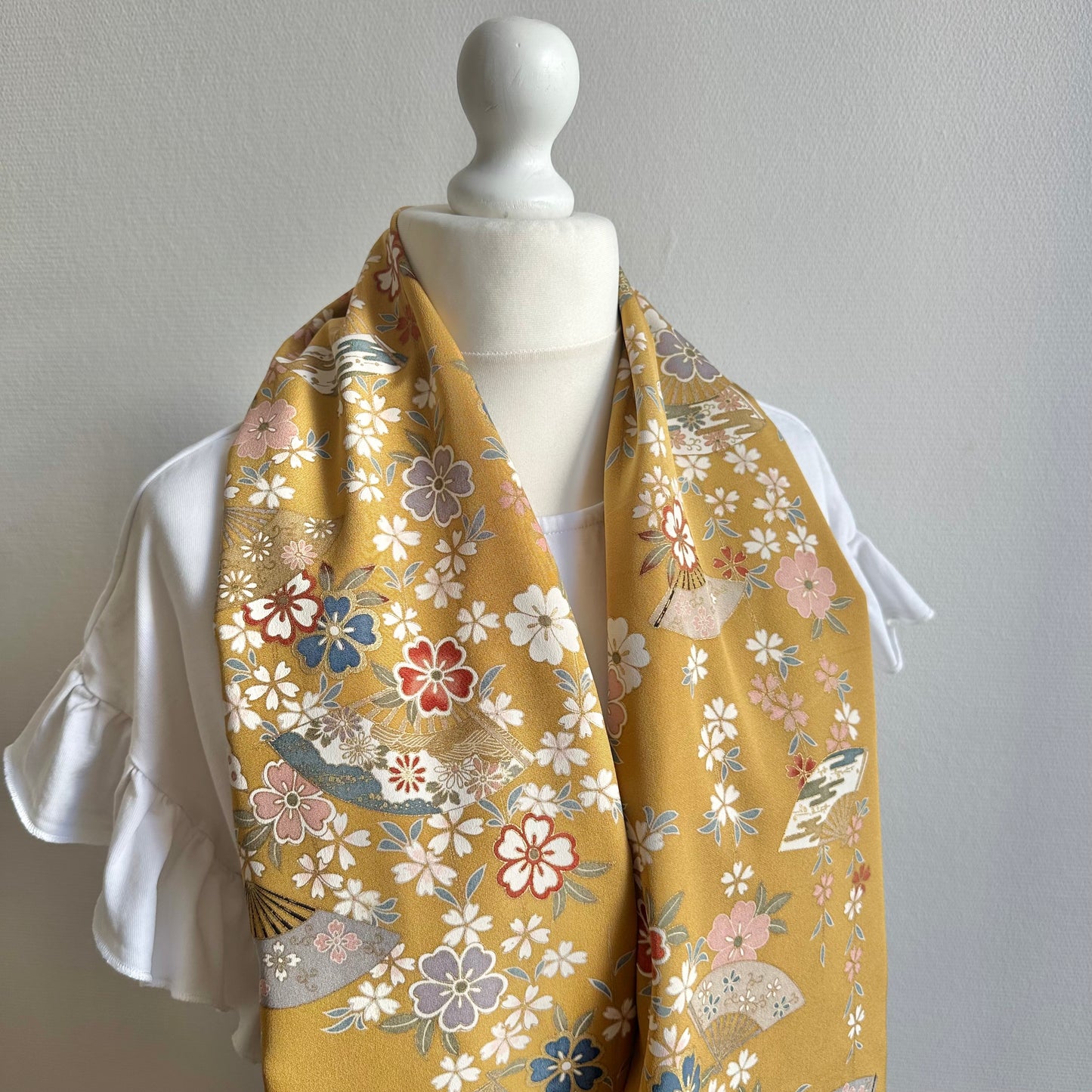 3 ways Silk Kimono scarf, Tax and Shipping fee included Handcrafted, Upcycled, #2119