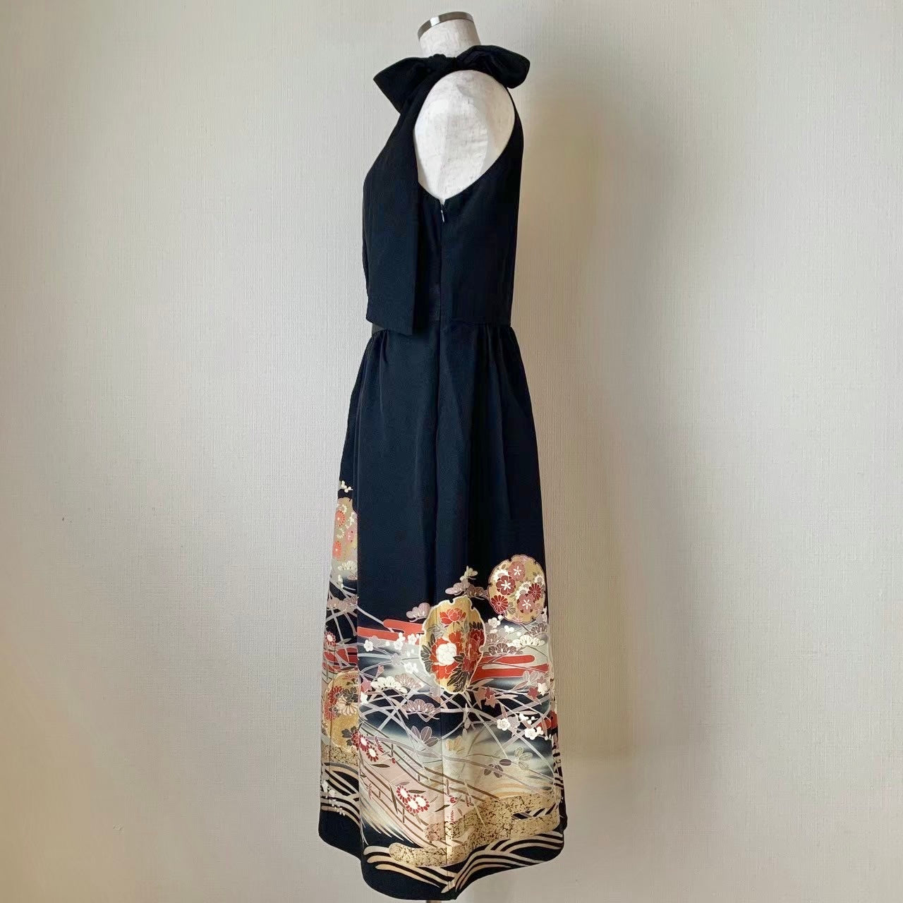 Silk Kimono dress, Tomesode 留袖, hand crafted, Upcycled, #pre69