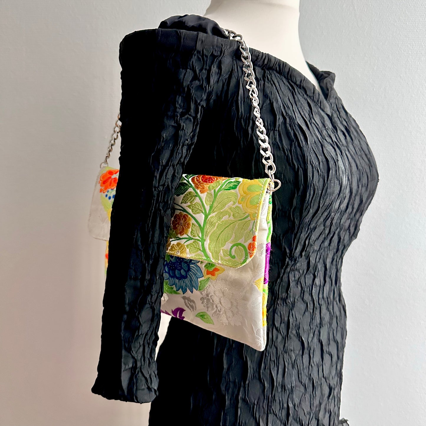 Silk Obi clutch bag, Upcycled, handcrafted #7001
